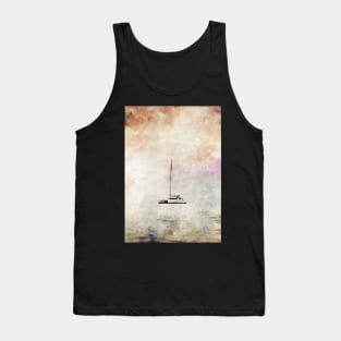 Sail boat at sea, watercolour painting Tank Top